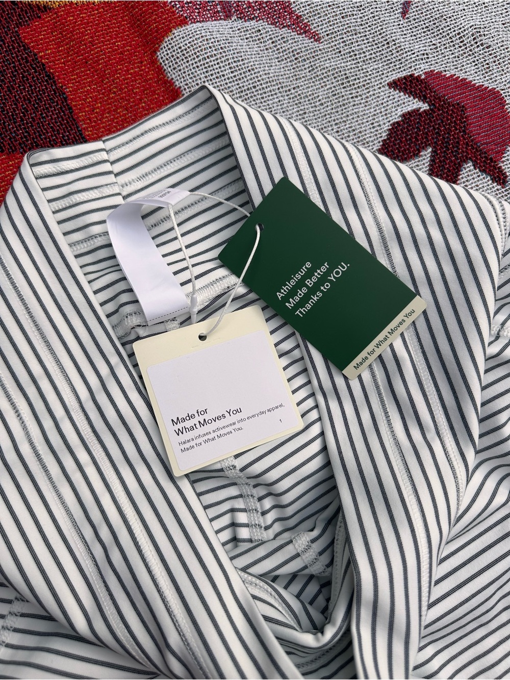 NWT! Halara High Waisted Drawstring Striped Yoga Leggings with Pockets - Picture 5 of 8